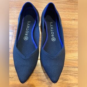 Rothys Womens 9 The Point Ballet Flats  navy blue Knit shoes